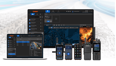 Dispatch console installed on PC and laptop along with other compatible PoC devices
