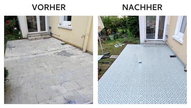 Terrasse Sanierung vorher/nachher, Fliesenleger Dortmund