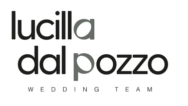 Lucilla dal Pozzo Wedding Team minimalist black and grey typography logo for wedding planning services.