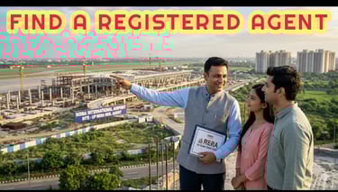 how to find rera registered agents for jewar airport property