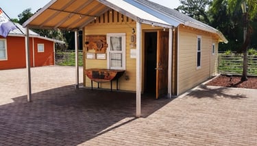 Outside of Cottage 3, Tumbleweed Guitar International Headquarters showroom. Riverside Park, Bonita 
