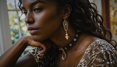 a black woman with a necklace and earrings