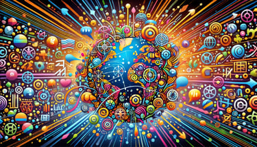 a colorful picture of a globe with a globe in the middle