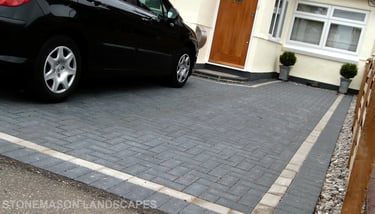 Standard charcoal block paving driveway instalation