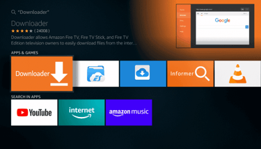 home page of downloader in firetcstick