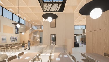 Espace d'activité avec des tables pour le centre de loisirs