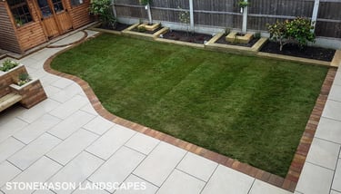 Colourful Garden Makeover Brick Seating Planer Bar New Lawn