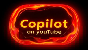 a neon sign that says, copilot on youtube