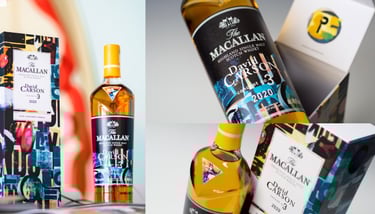 a bottle and designed package