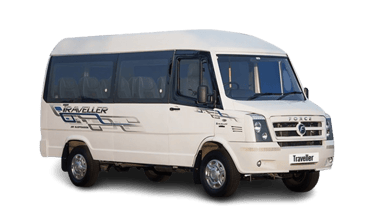 a white tempo traveller with a white in the background