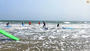 Surfing activity at Serenity Beach Pondicherry.