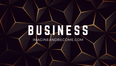 a business card with a black and gold geometric pattern
