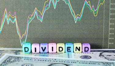 chart and dollar bills representing dividends