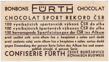 1934 Bonbons Fürth ChocolatStar Sport Rekord Čsr #86 Ymca Praha Basketball Team (Czechoslovakia) (ba