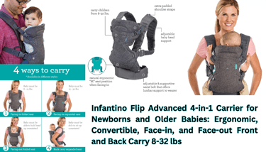 Infantino Flip Advanced 4-in-1 Carrier for Newborns and Older Babies