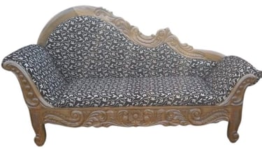 Wooden Lounge Sofa with Solid Teak Frame and Upholstery