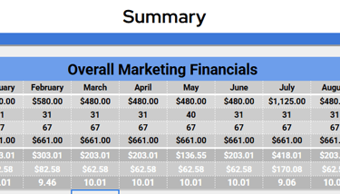 spreadsheet for business