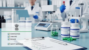 FSSAI regulations, labeling, and quality control processes for dietary supplements in India.
