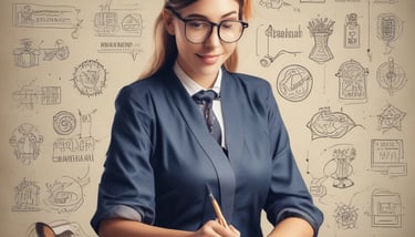 A group of students discussing in a classroom with charts on the wall.