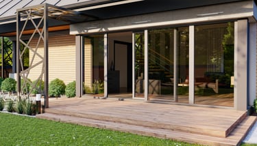 stumdomi langai terasoms