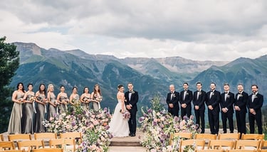 bride and groom wedding ceremony in the mountains destination wedding