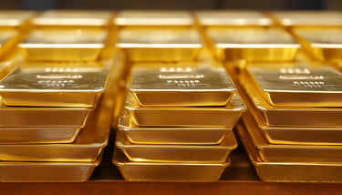 high quality shiny gold bullion bars in stacks