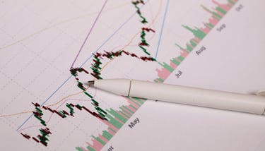 market candlesticks and charts