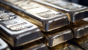 high quality silver bars stacked on top each other
