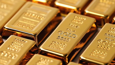 shiny gold bullion bars in stacks