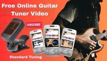 Male electric guitarist demonstrating tuning techniques in video