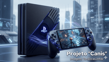 Conceito do PlayStation 6 e portátil Sony Canis 2026