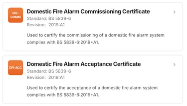 Domestic Fire Alarm commissioning certificate and acceptance Preview