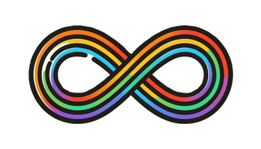 neurodiversity symbol of a rainbow infinity sign