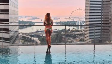 Andaz Singapore rooftop infinity pool with Singapore city skyline views