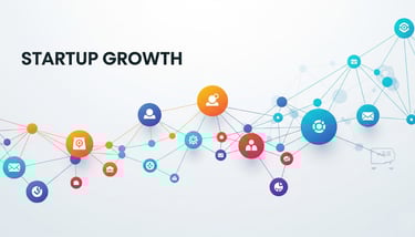 Colorful network showing startup growth.