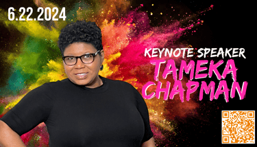 Keynote Speaker Tameka Chapman speaking at the iamWoman mental wellness series on June 22, 2024.