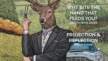 Country Squire magazine cover with a stag in men's clothing in front of a car.