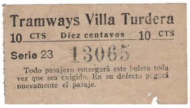 Boleto del Tranvía de Turdera