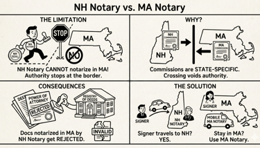 Massachusetts notary public notarizing documents