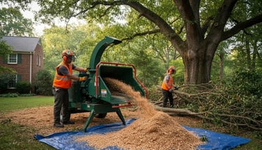 Brush chipping in Northern Virginia with wood chipping, brush removal, yard waste disposal, and mulch creation services.