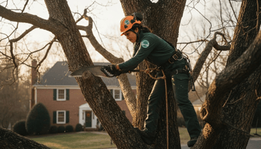 Tree pruning vs. trimming shown in a Falls Church, VA tree care image highlighting maintenance, arborist services, and safety