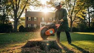 Professional stump grinding in Falls Church, VA with safe stump removal and termite‑prevention benefits