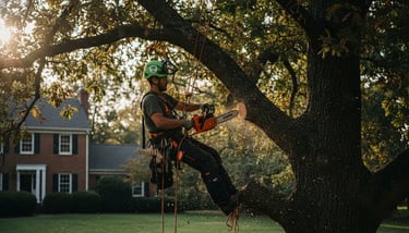 Certified arborist in Falls Church, VA assessing tree service and removal costs for Northern Virginia homeowners.