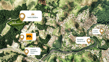 mapa do empreendimento Village Santa Mônica em Piraí RJ