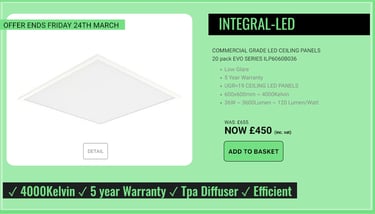LED Ceiling Panel UK offer by BEST LED PANELS week 12 2023 - Backlit Evo Series Integral LED