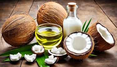 coconut oil in a bottle and coconut oil in a glass