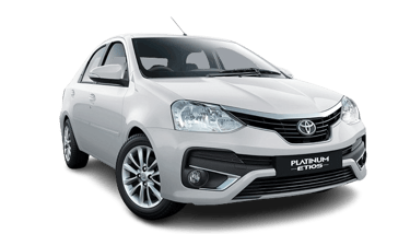 a white toyota etios car with a white background
