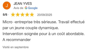 Avis google 5 étoiles clients m&m services pro nettoyage et vitres rouen