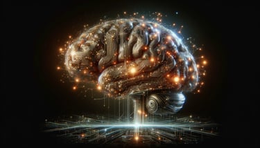 Cerveau façon tech avec réseau de neurones