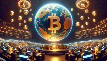 Planète Bitcoin dans un univers luxueux